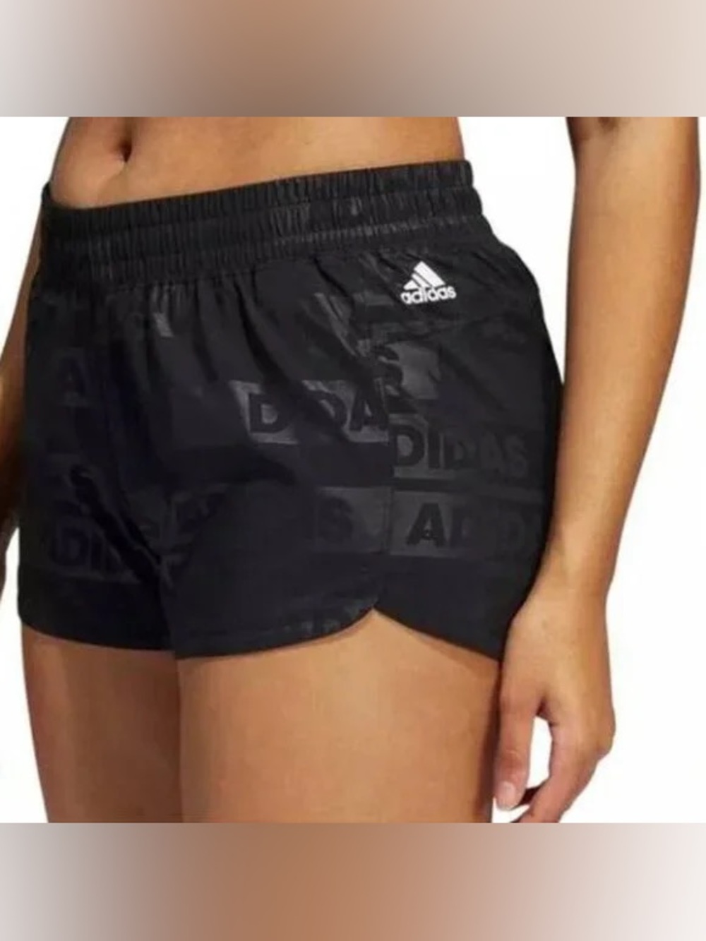 Adidas Women's Aeroready Training Shorts Black Tonal logo print design Sz XS